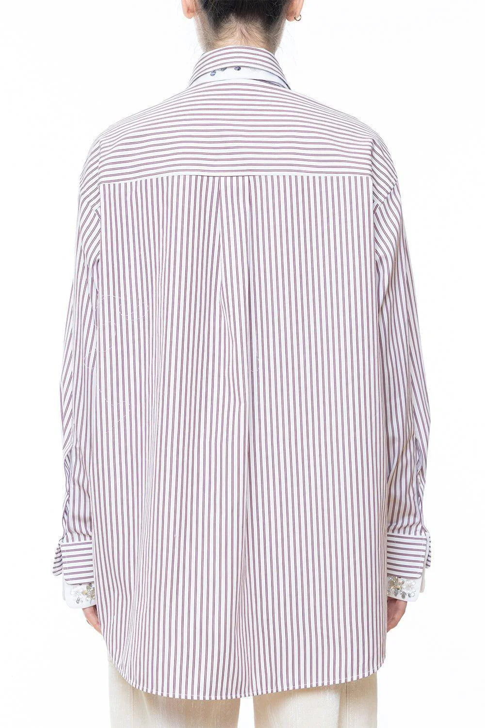 Striped Oversized Button Up Blouse - Image 5