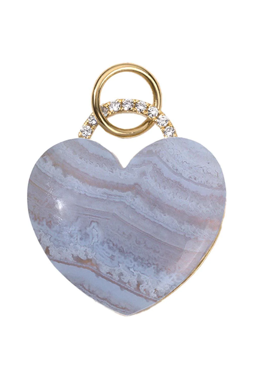 Blue Lace Agate Rock Solid Heart Charm