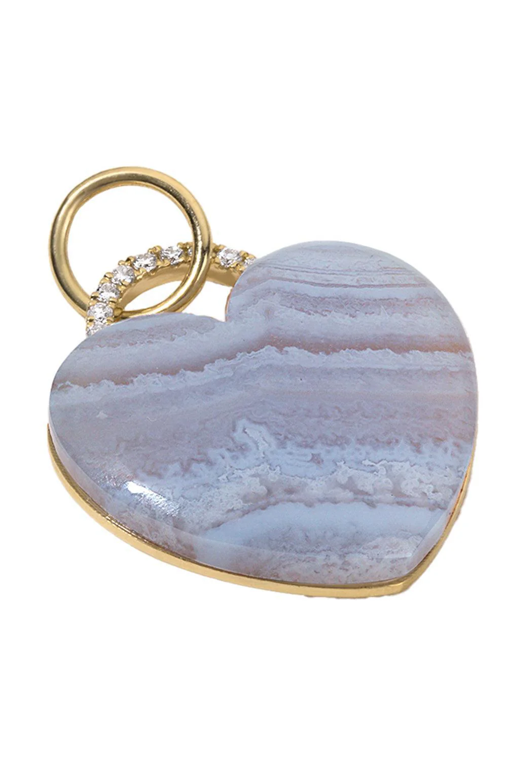 Blue Lace Agate Rock Solid Heart Charm - Image 2