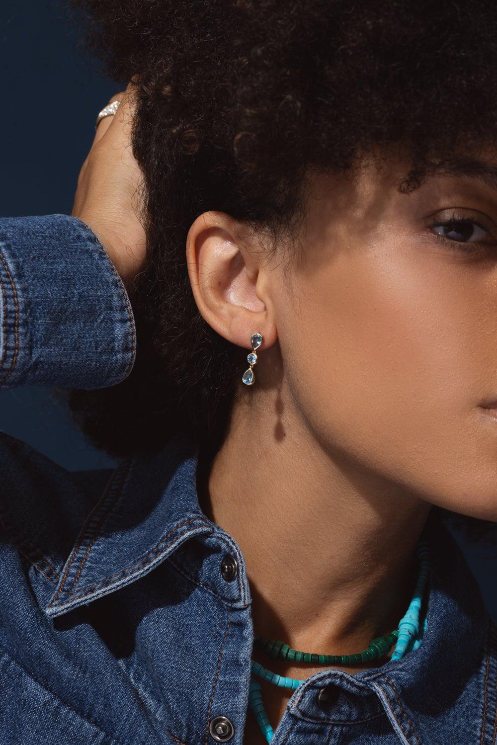 Blue Topaz Deluxe Raindrop Earrings - Image 4