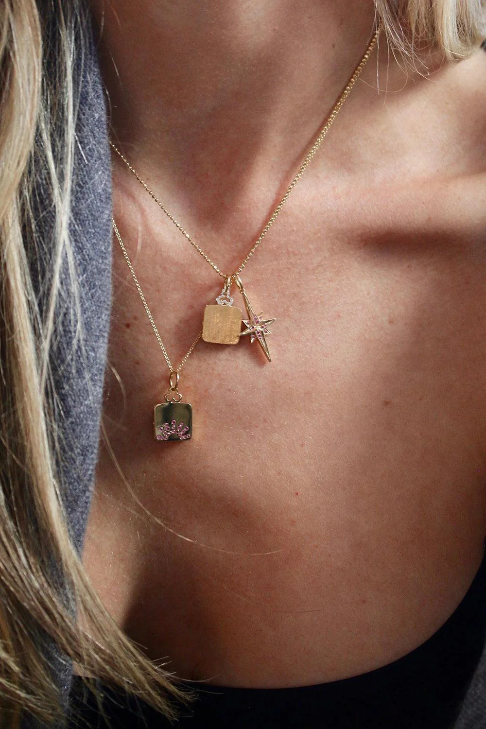 Classic Diamond Trefoil Pillow Locket Necklace - Image 2