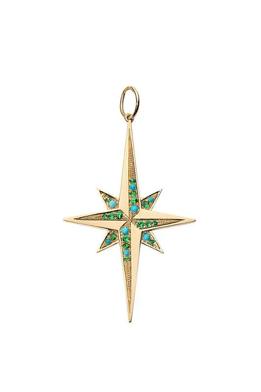 Deluxe Turquoise Tsavorite Stellar Pendant