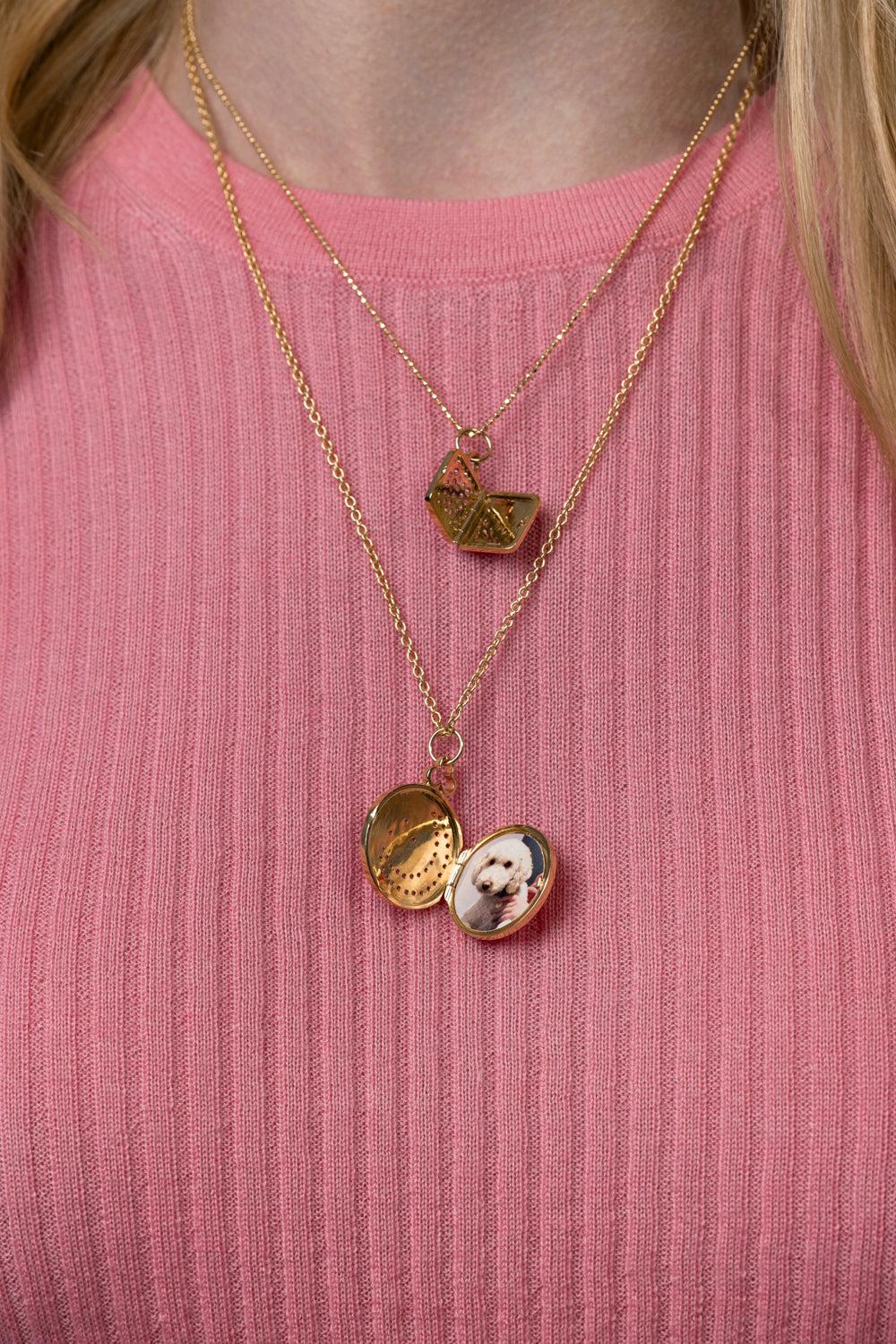 Medium Moon And Stars Locket Necklace - Image 2