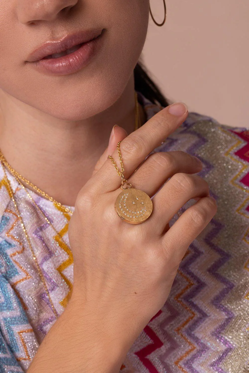 Medium Moon and Stars Locket Necklace - Image 3