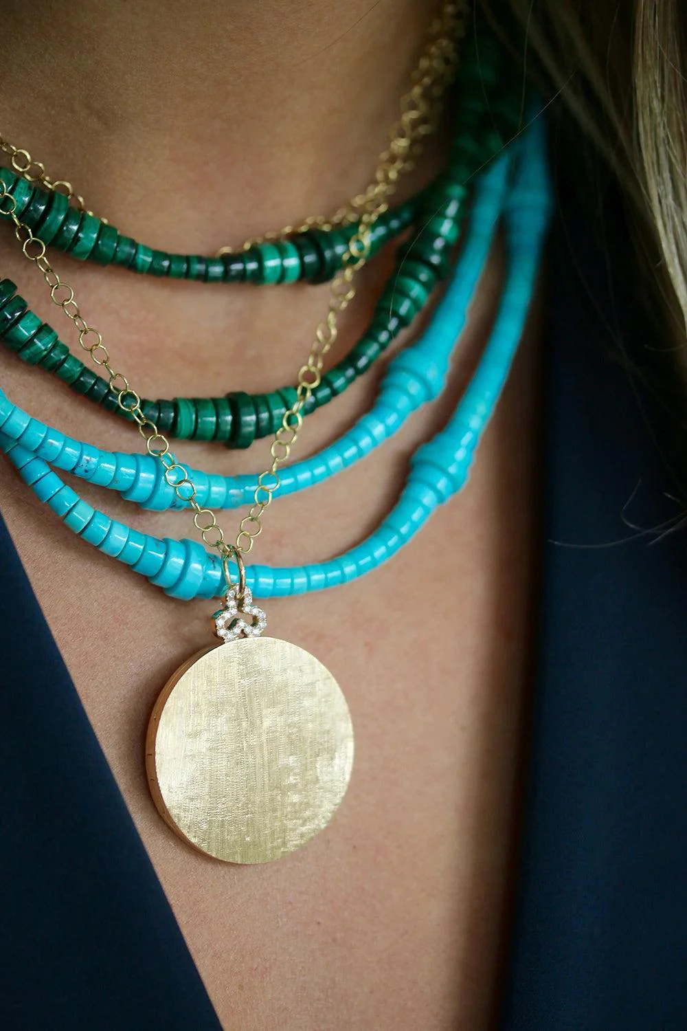 Turquoise Button Bead Necklace - Image 2