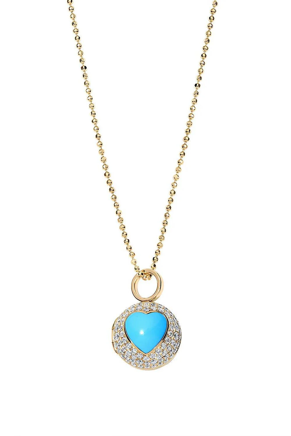 Turquoise Peek a Boo Heart Locket Necklace