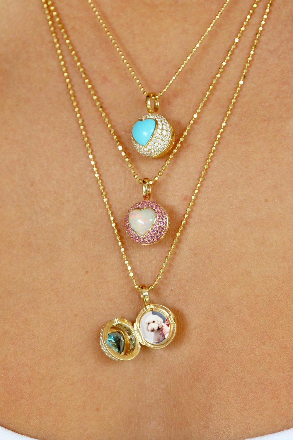 Turquoise Peek a Boo Heart Locket Necklace - Image 2