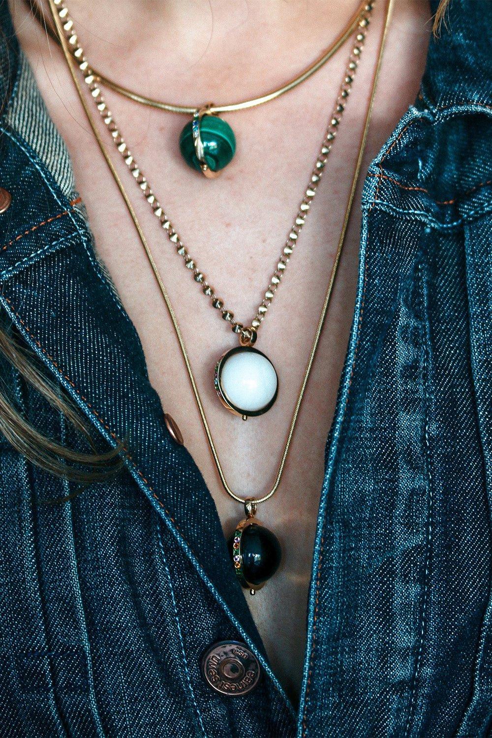 White Agate Deluxe Cosmic Spinner Ball Charm - Image 2