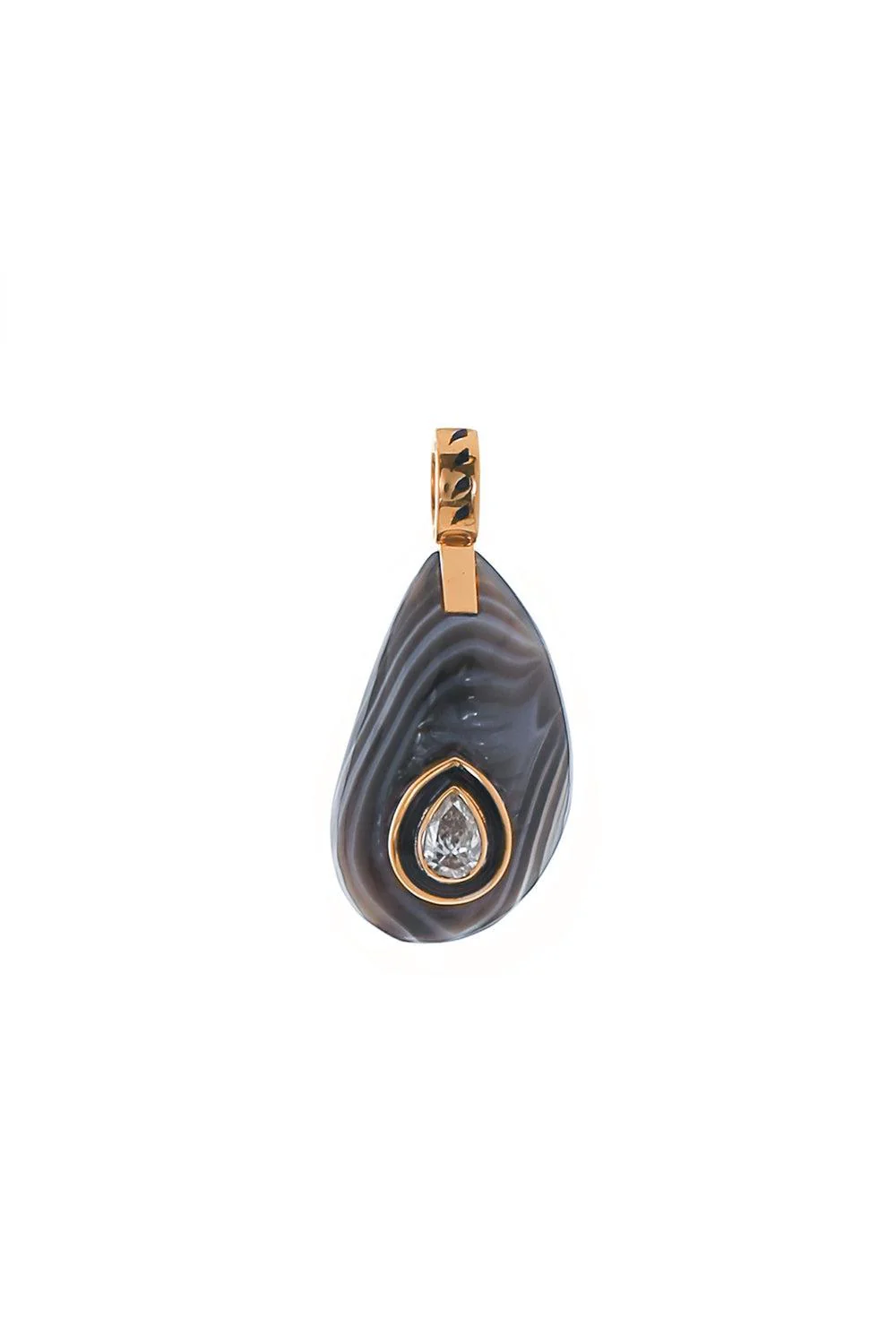 Agate Diamond Mussel Shell Charm