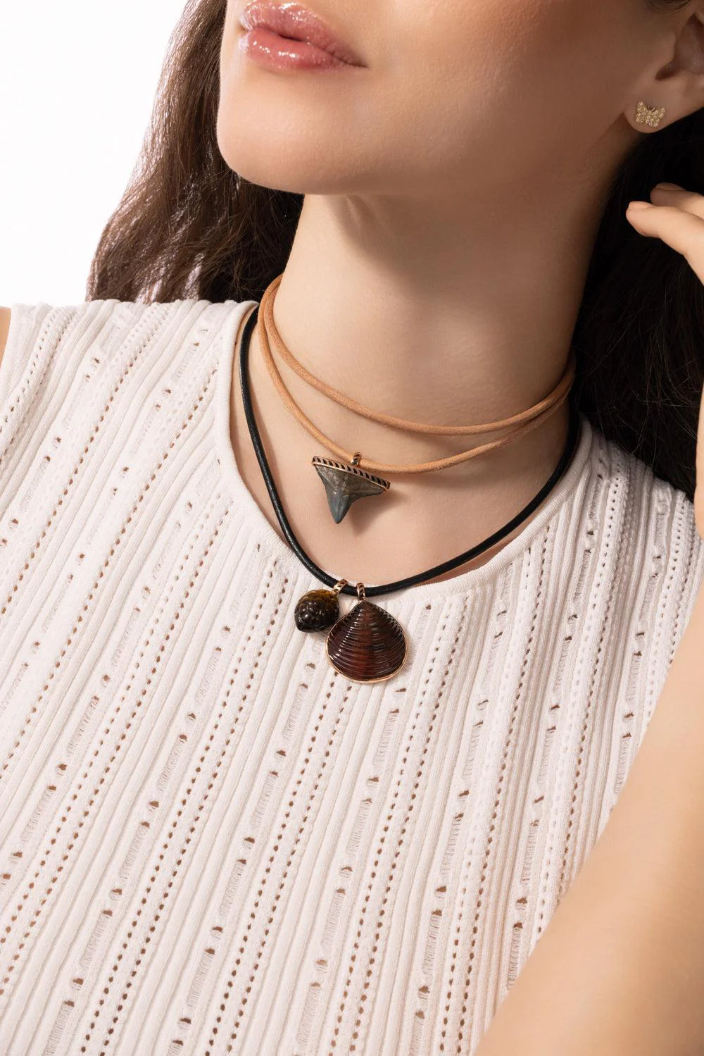 Blue Tigers Eye Shell Pendant - Image 3