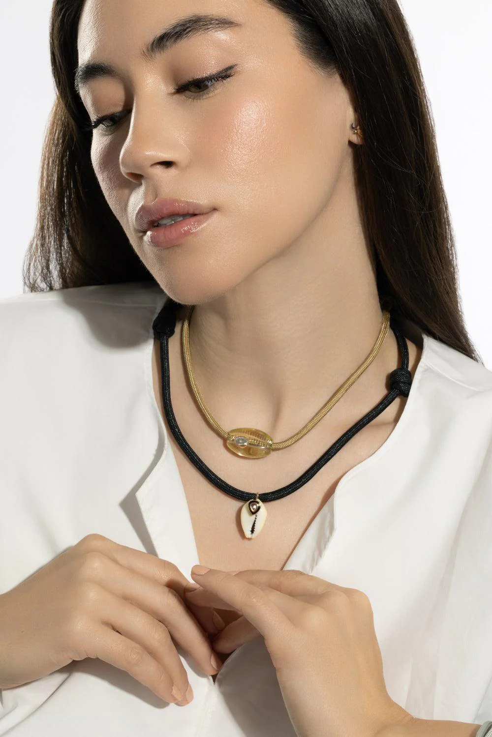 Brown Diamond Cowrie Shell Necklace - Image 2