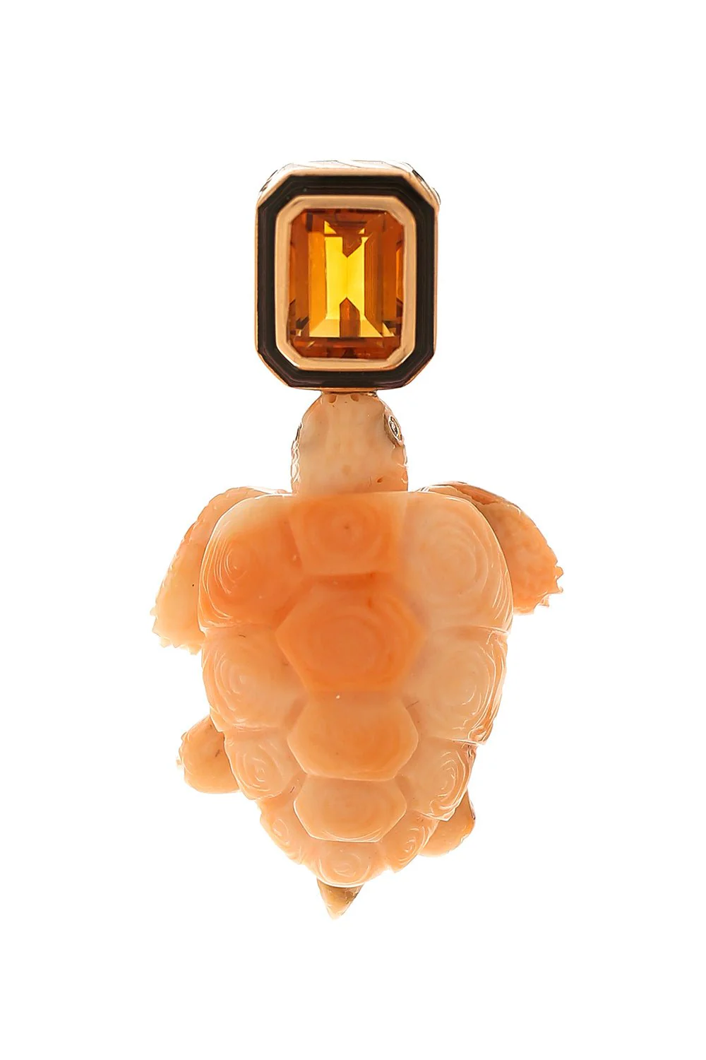 Carved Coral Turtle Pendant