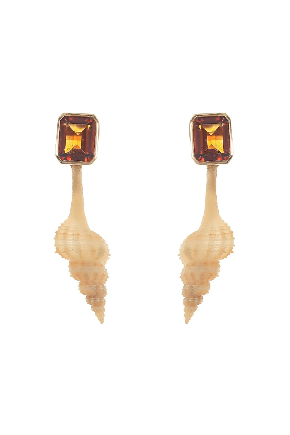 Citrine Grande Murex Shell Earrings