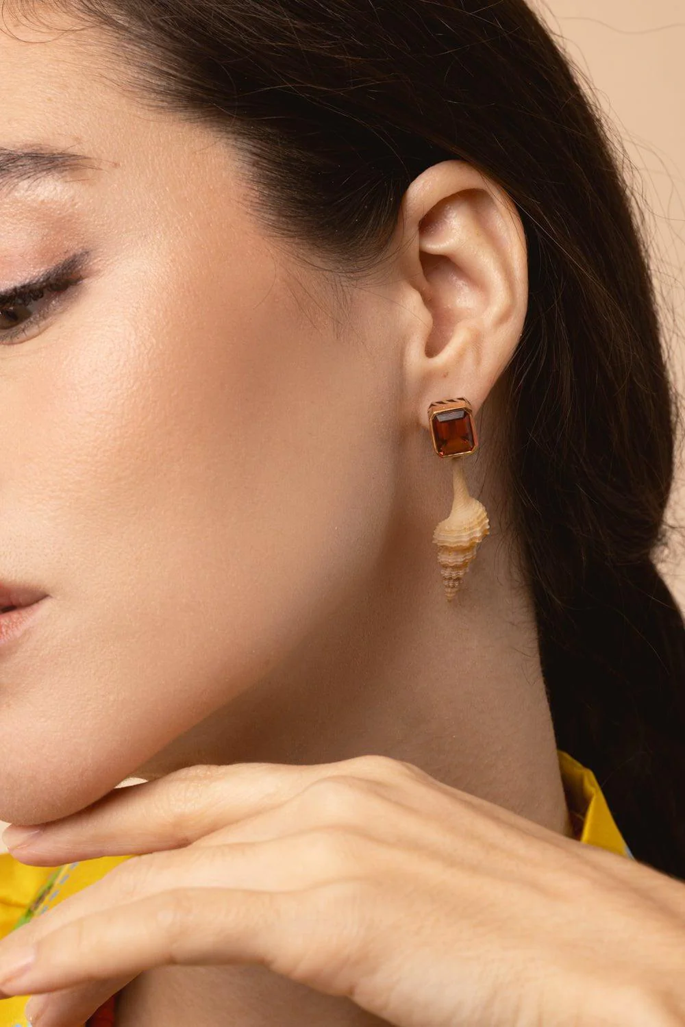 Citrine Grande Murex Shell Earrings - Image 3