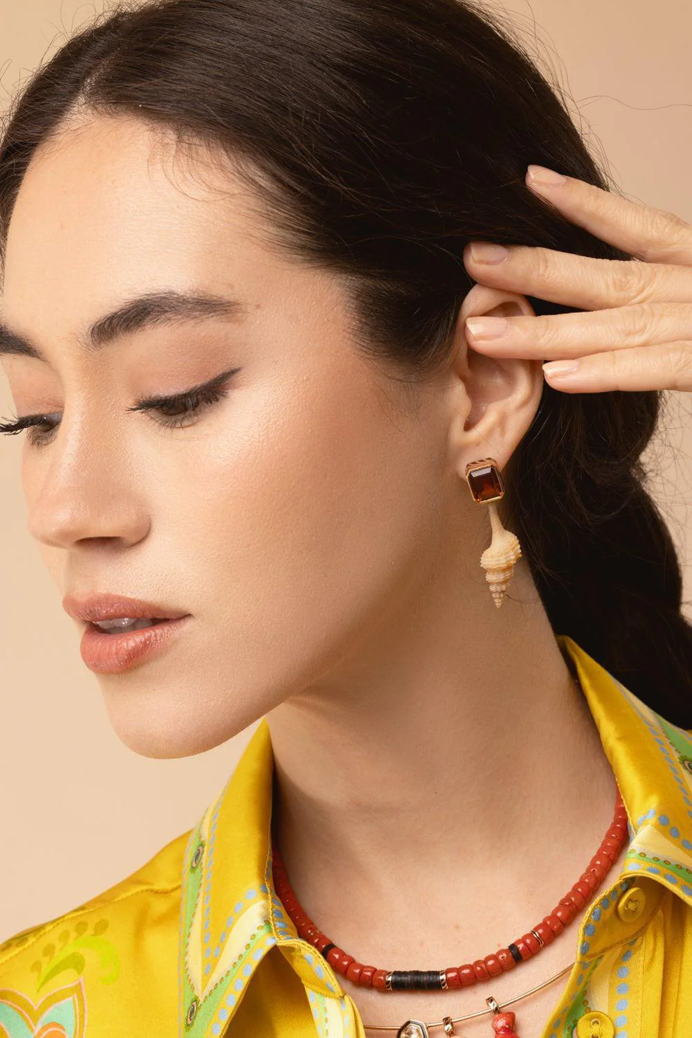 Citrine Grande Murex Shell Earrings - Image 4