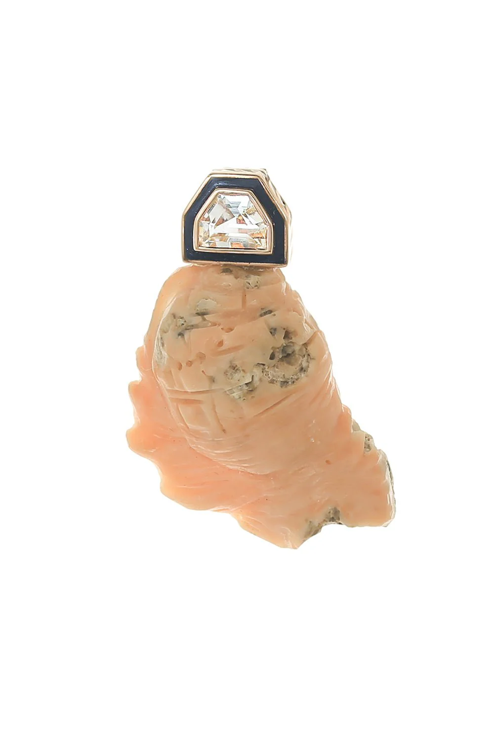 Deco Diamond Coral Shell Pendant