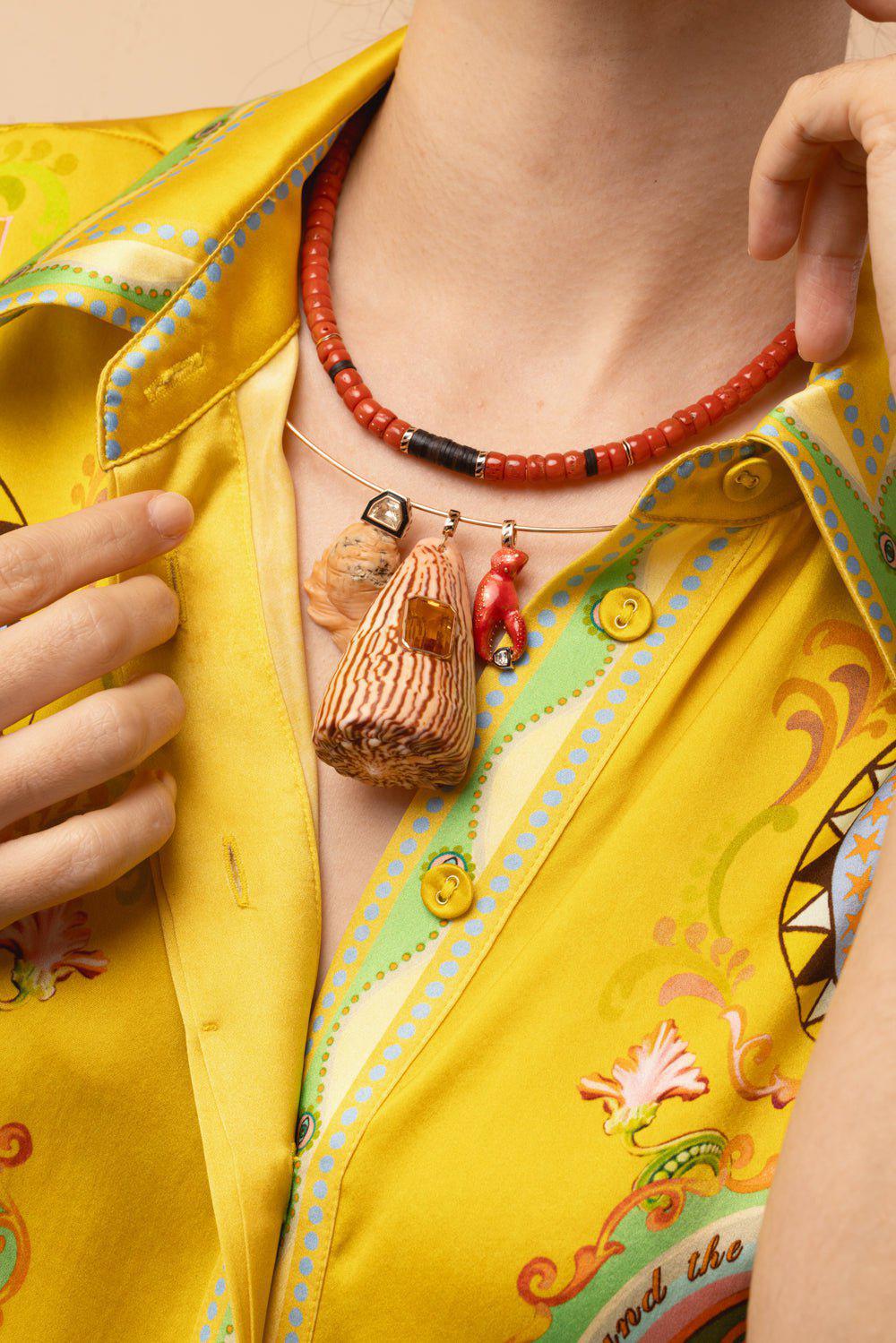 Deco Diamond Coral Shell Pendant - Image 3