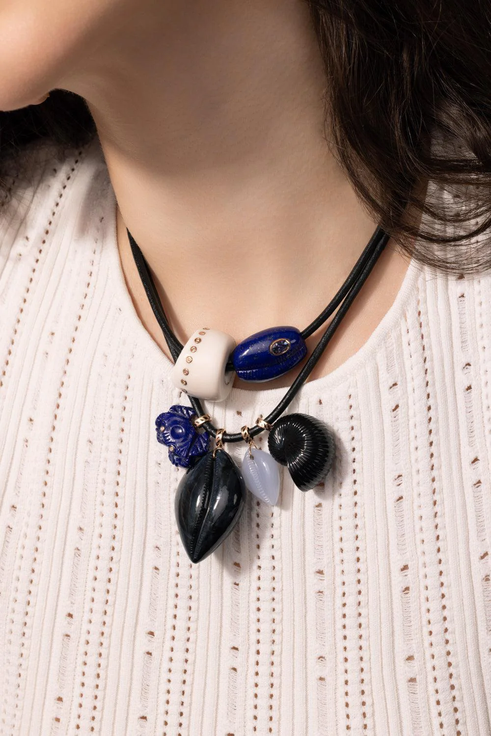 Grande Blue Tiger Eye Cowry Pendant - Image 3