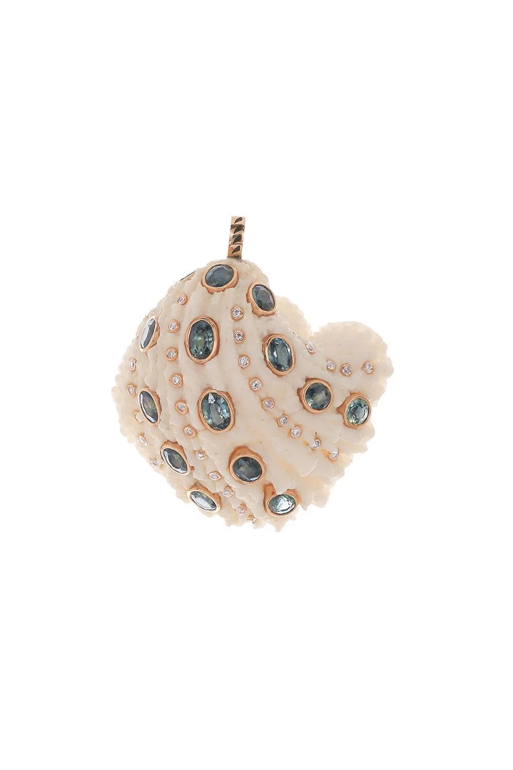 Kyanite Diamond Shell Pendant