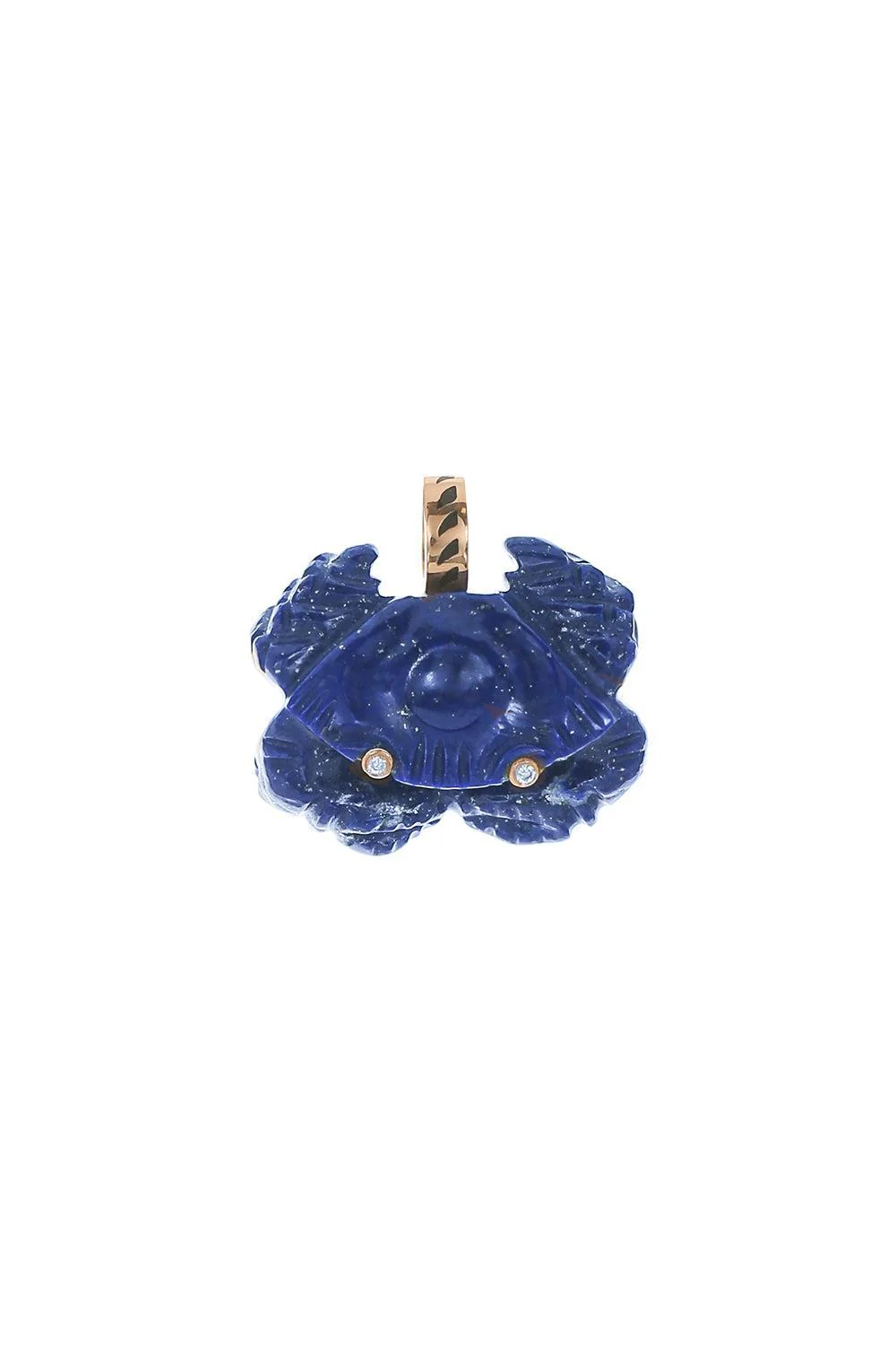 Lapis Diamond Carved Crab Pendant