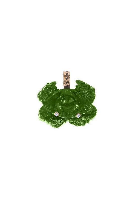 Malachite Diamond Carved Crab Pendant