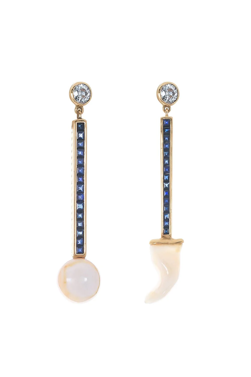Pearl Sapphire Mismatch Earrings