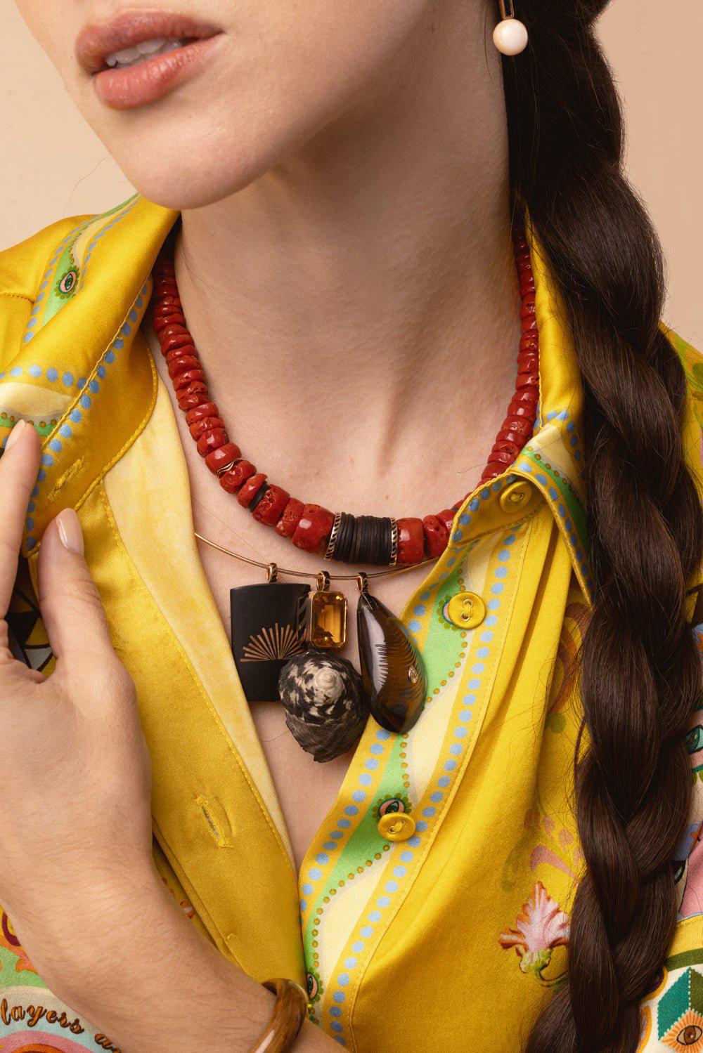 Red Coral Puka Necklace - 15mm - Image 3