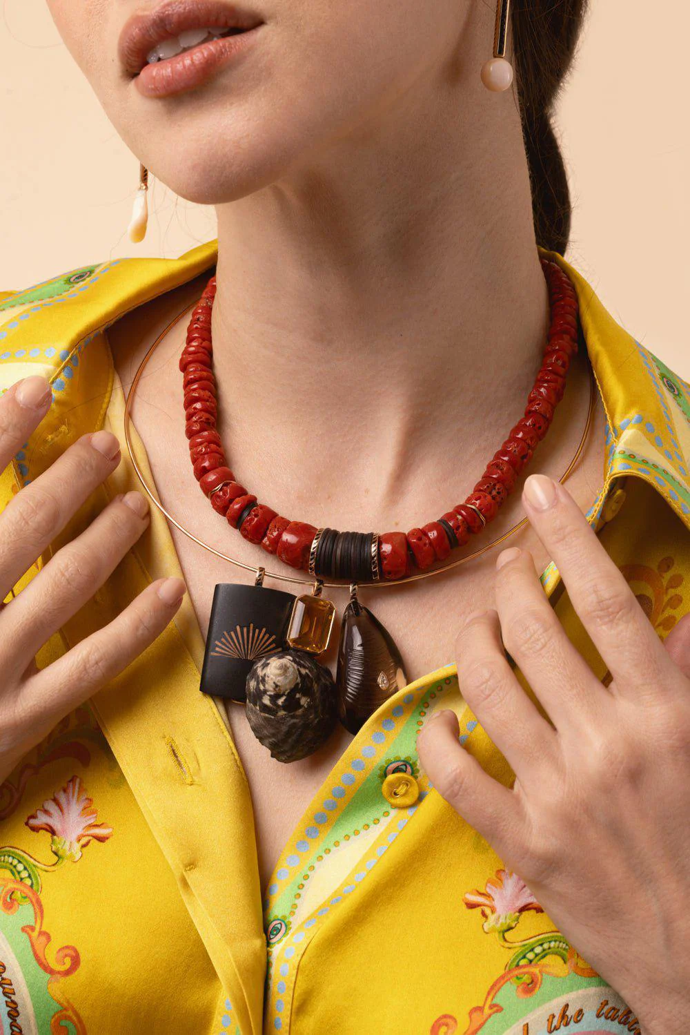 Red Coral Puka Necklace - 15mm - Image 4