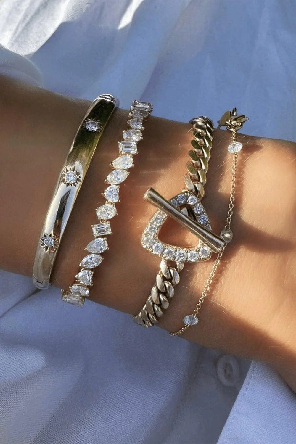 Diamond Trillion Toggle Bracelet - Image 2
