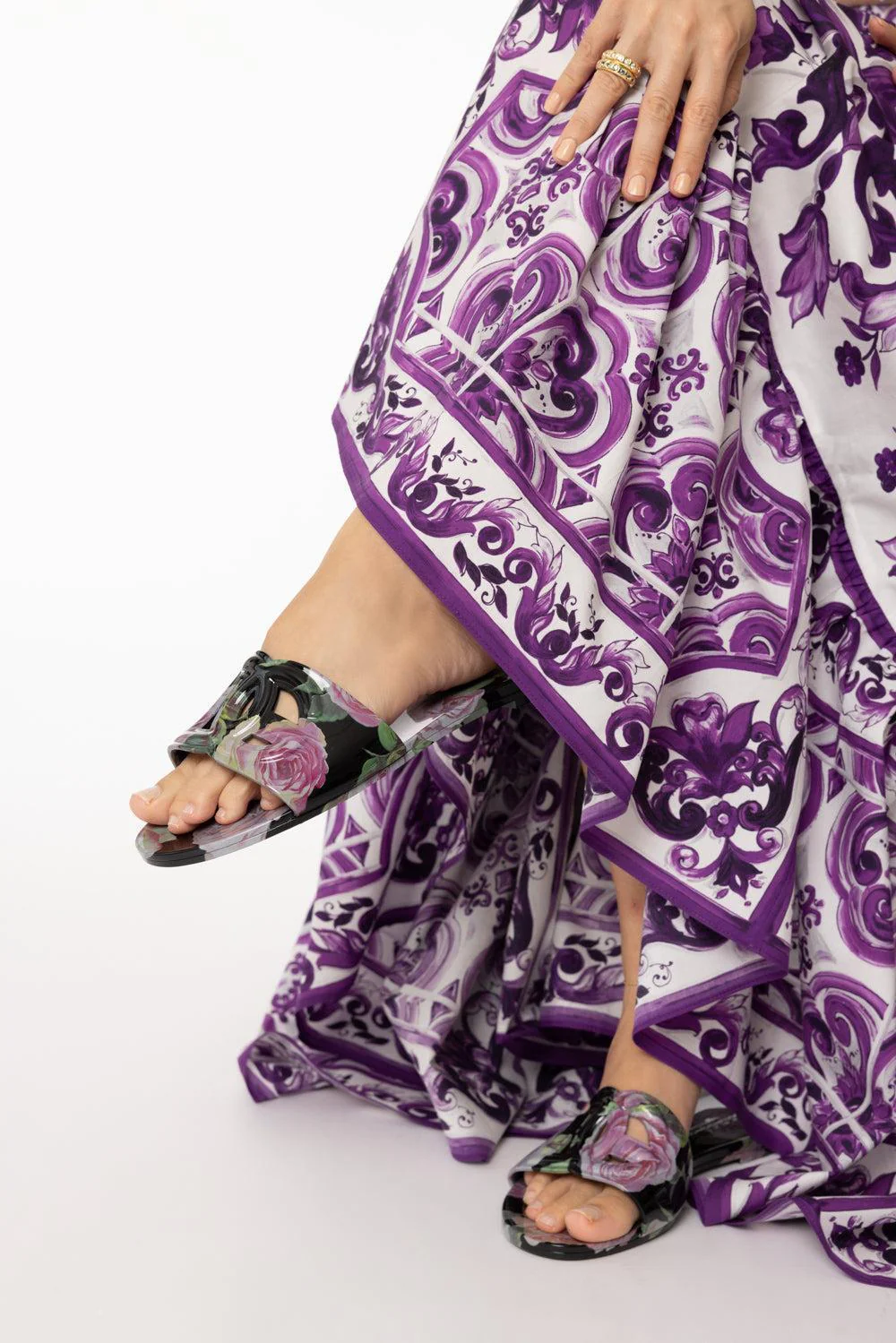 Beachwear Sliders - Black Floral - Image 4