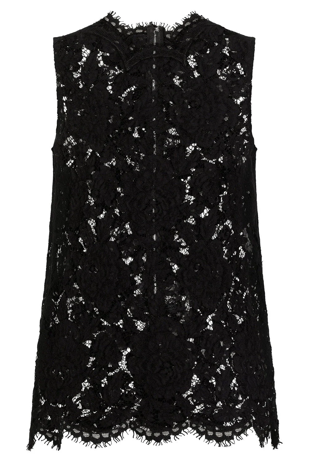 Branded Floral Lace Top - Black