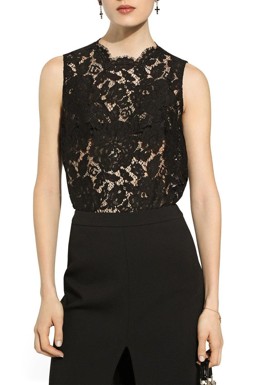 Branded Floral Lace Top - Black - Image 2