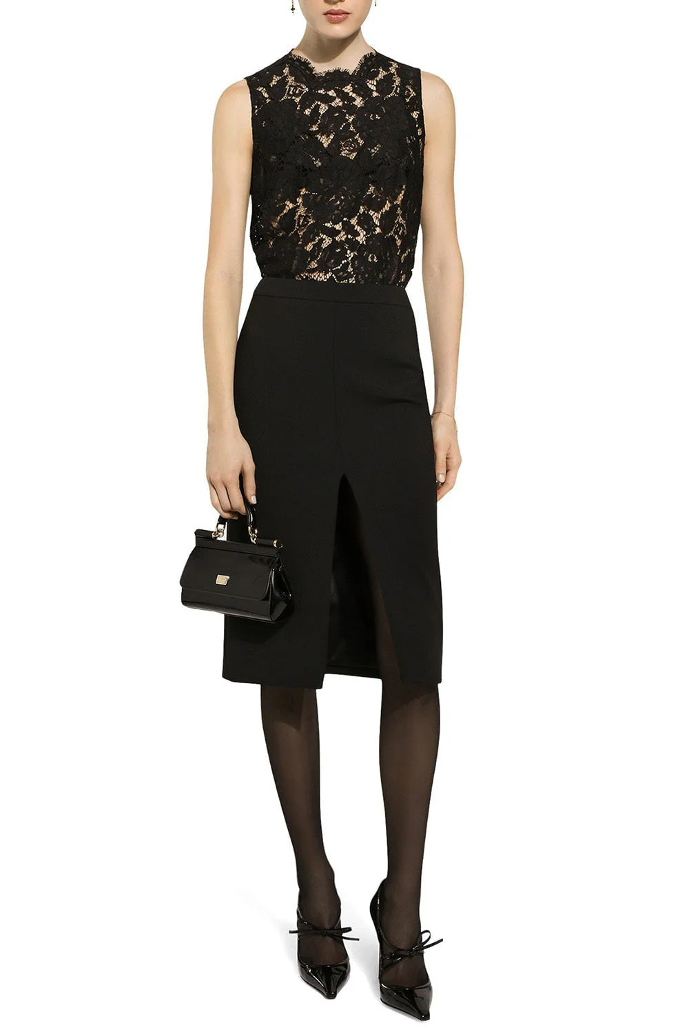 Branded Floral Lace Top - Black - Image 4