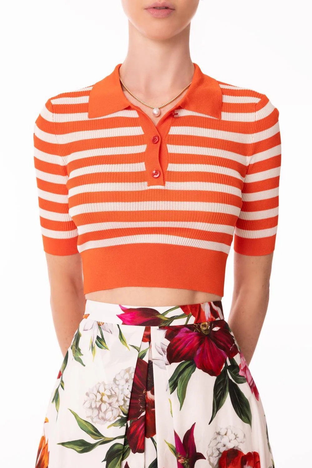 Cropped Stripe Polo - Image 3