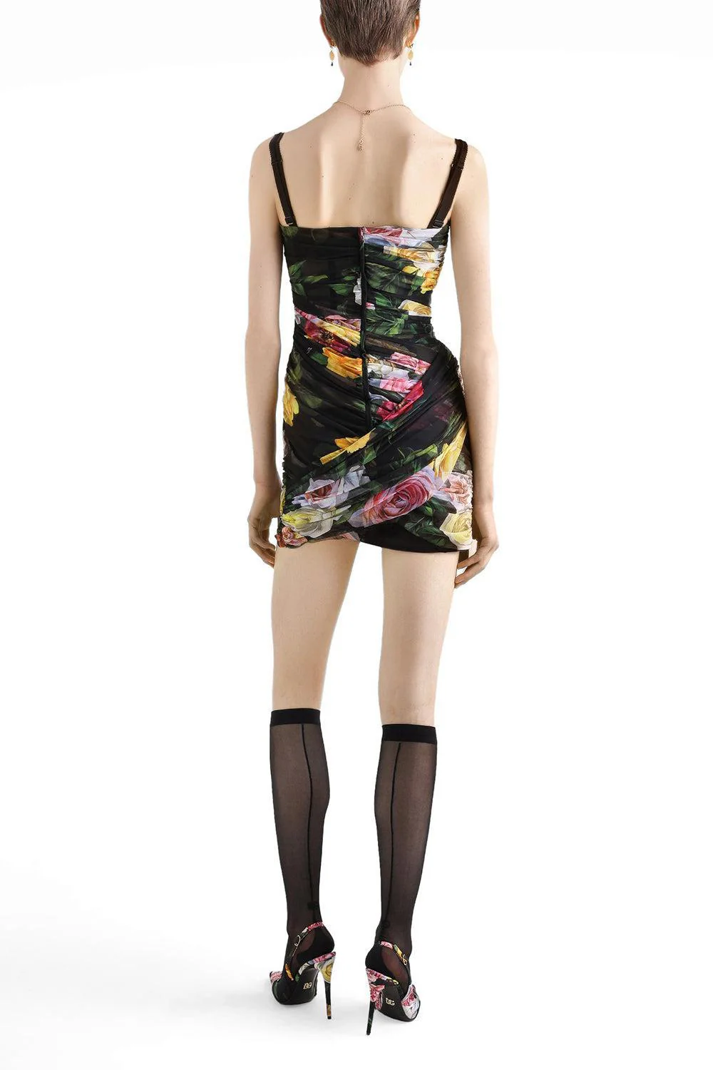 Draping Printed Short Dress - Image 5