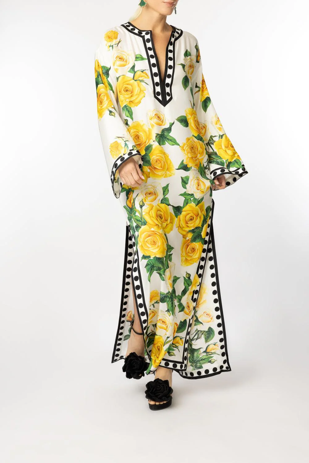 Kimono Sleeve Floral Kaftan - Image 2