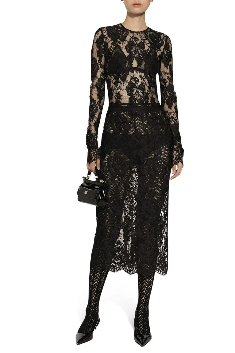Long Sleeve Lace Midi Dress - Image 2