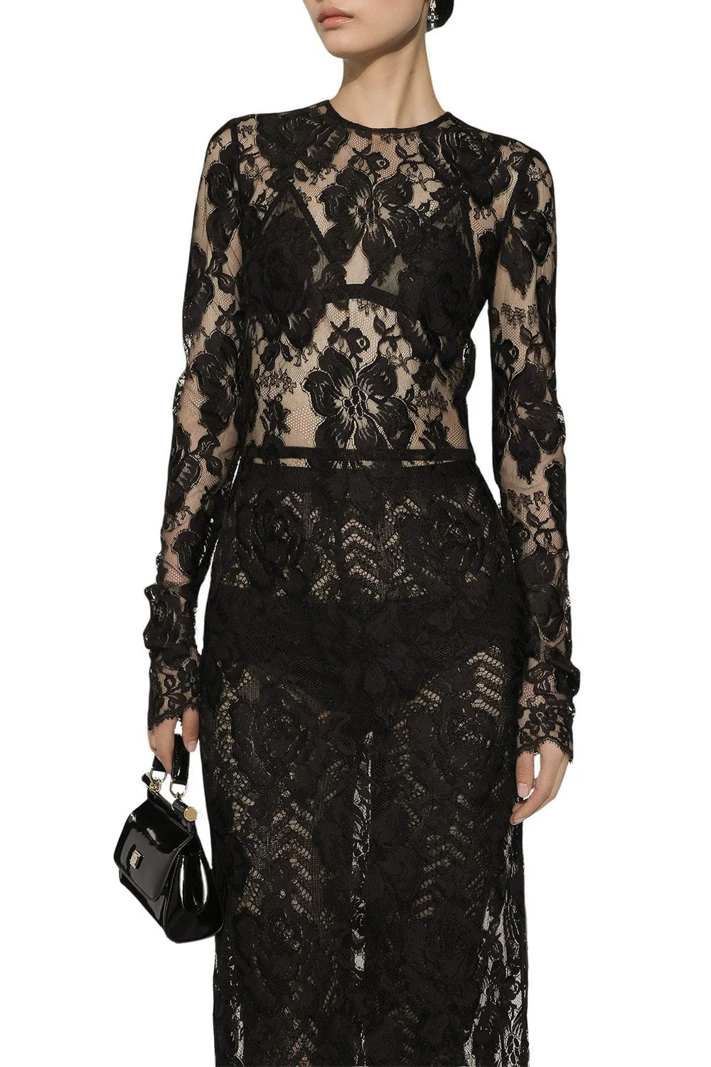 Long Sleeve Lace Midi Dress - Image 3