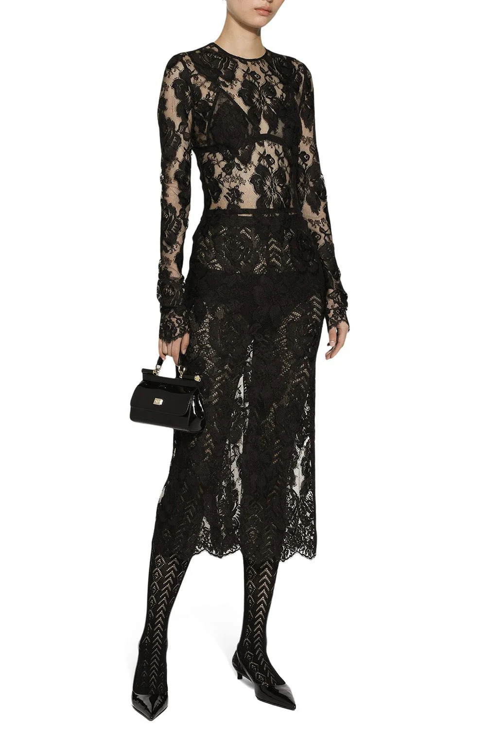 Long Sleeve Lace Midi Dress - Image 4