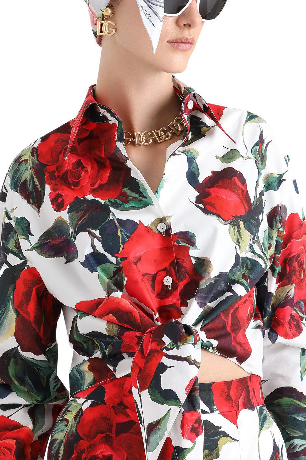 LONG SLEEVE ROSE CROPPED BLOUSE - Image 3