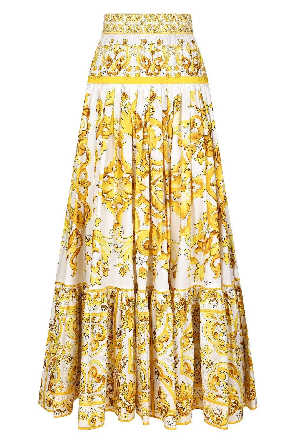 Maiolica Ruffle Maxi Skirt