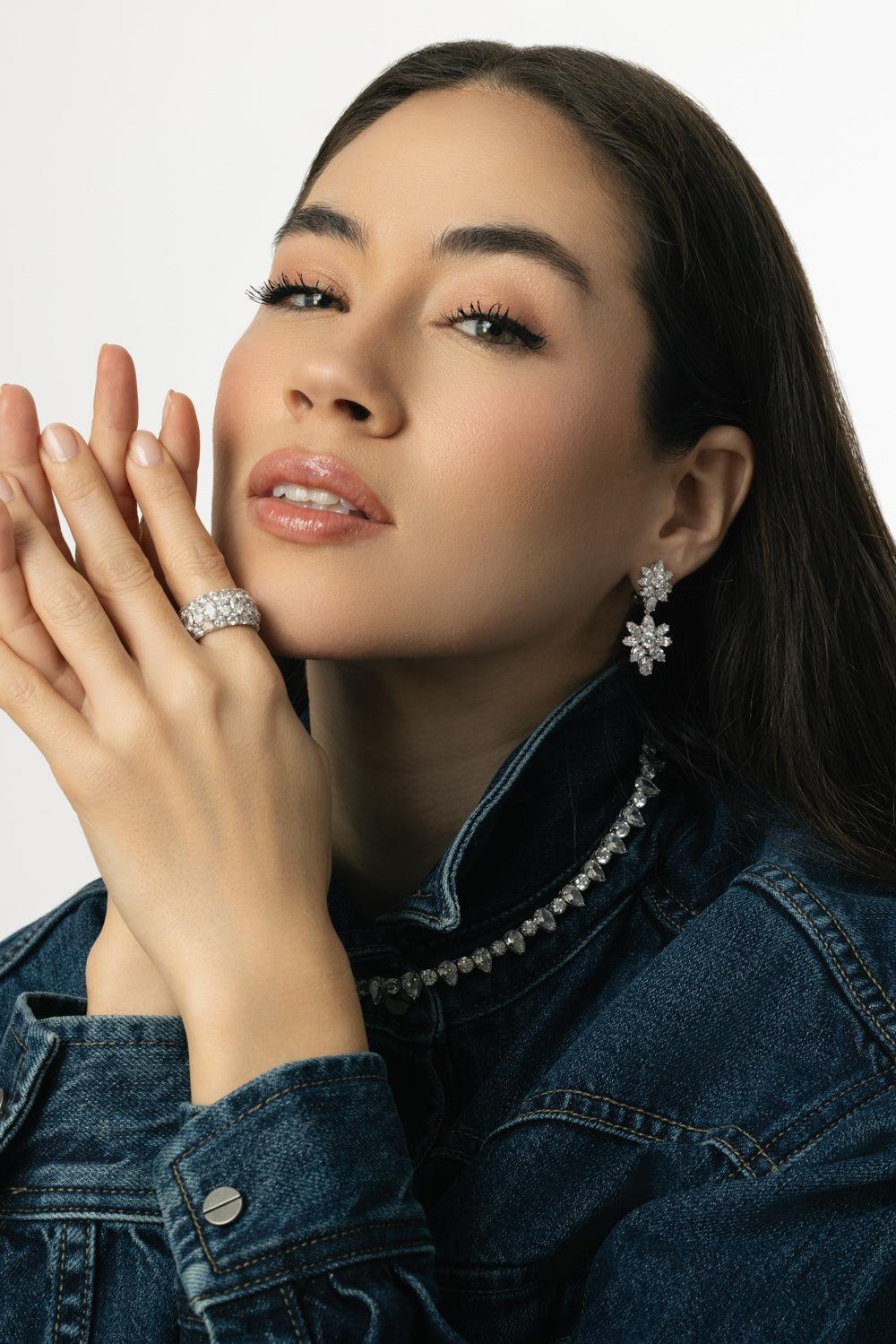 Double Cluster Drop Earrings - Image 3