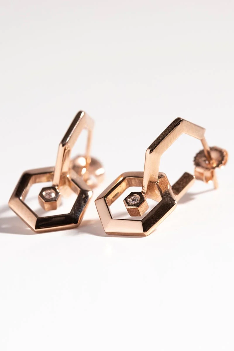 Double Hexagon Diamond Hoop - Image 5