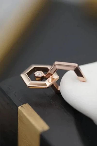 Double Hexagon Diamond Hoop - Image 6