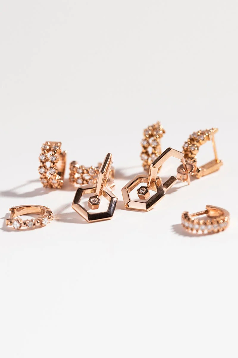 Double Hexagon Diamond Hoop - Image 7