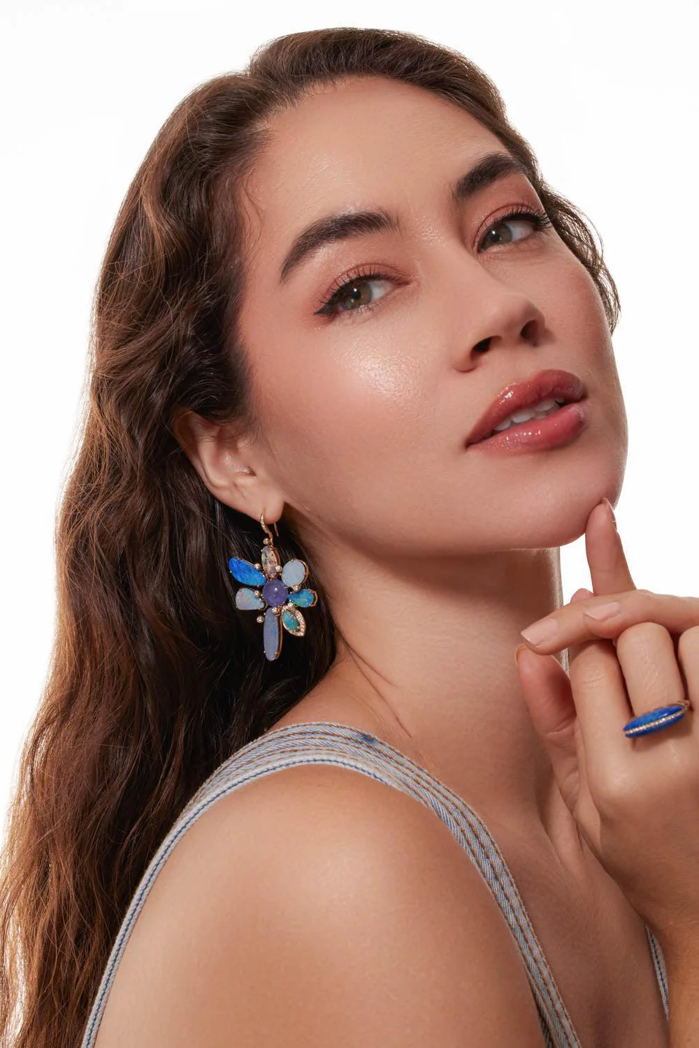 Boulder Opal Tanzanite Diamond Earrings - Image 3