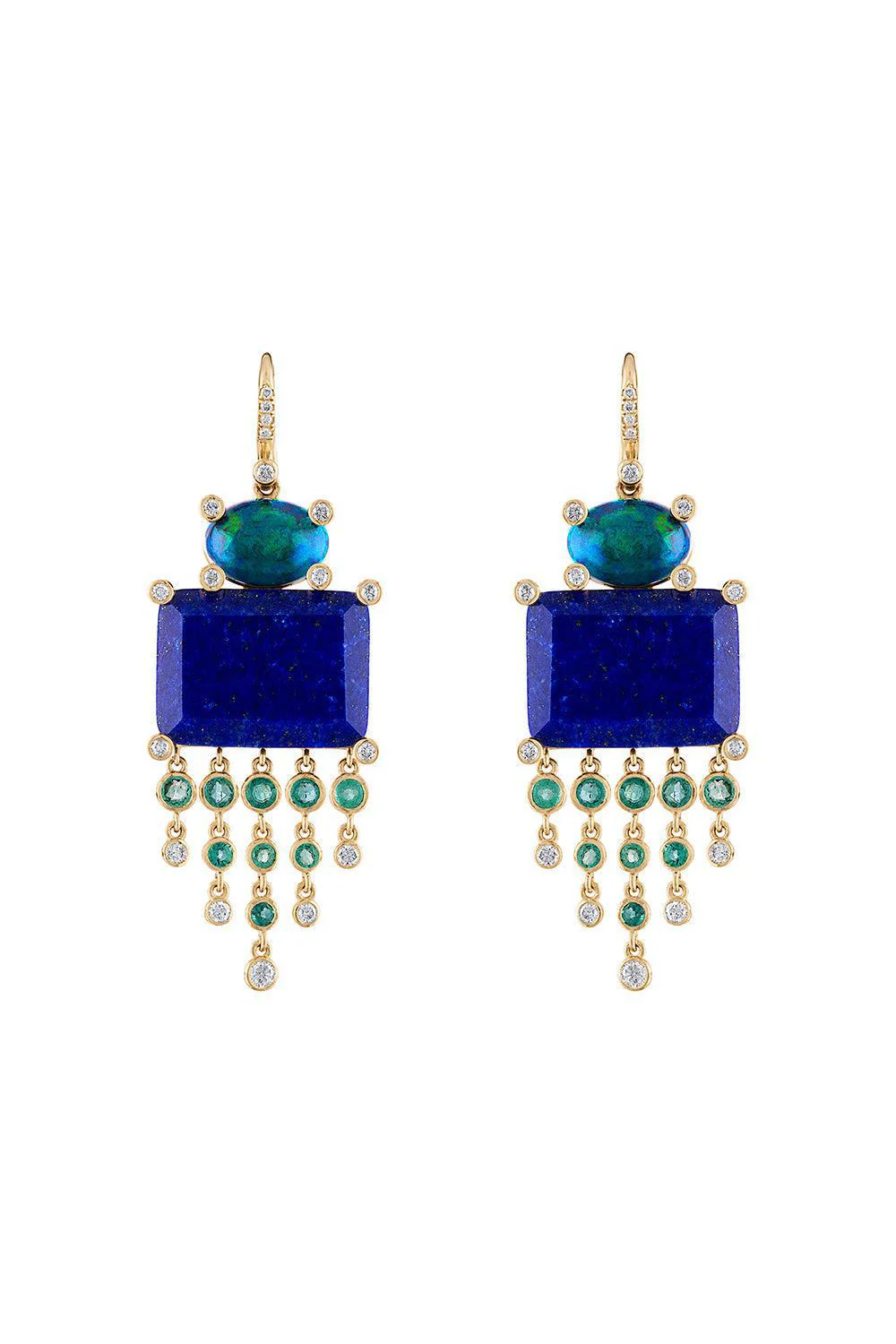 Lapis Opal Diamond Earrings