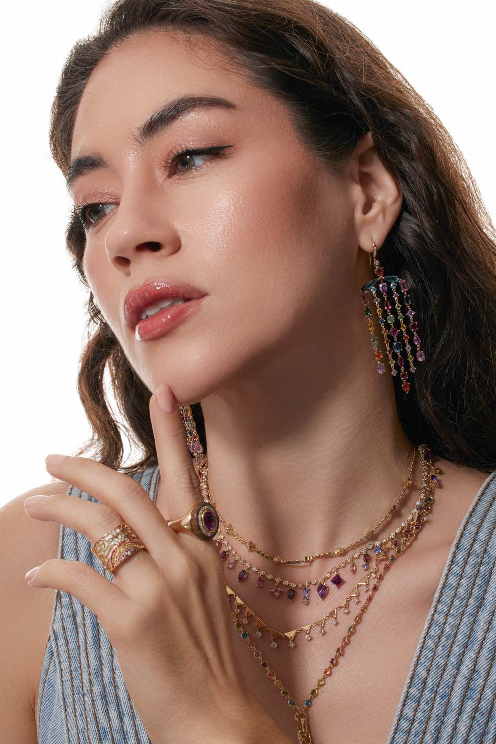 Mixed Tourmaline Fringe Earrings - Image 3