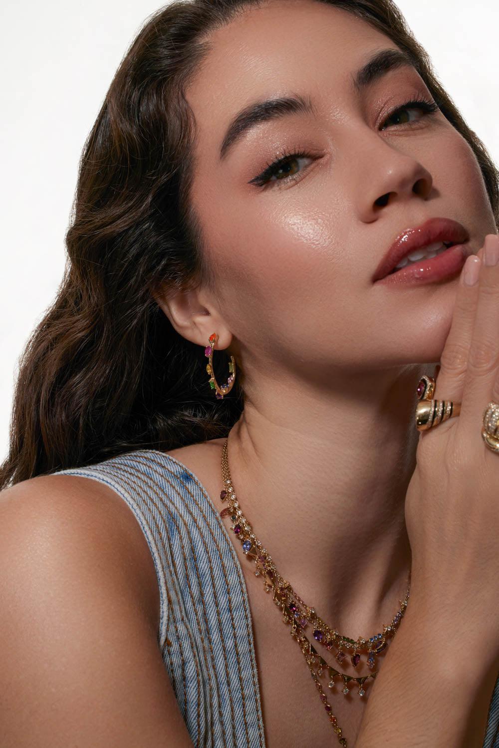 Rainbow Mini Goddess Hoop Earrings - Image 2