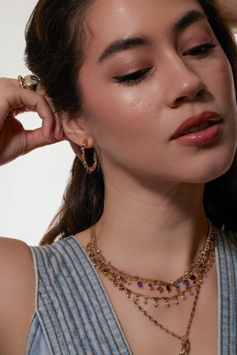 Rainbow Mini Goddess Hoop Earrings - Image 4